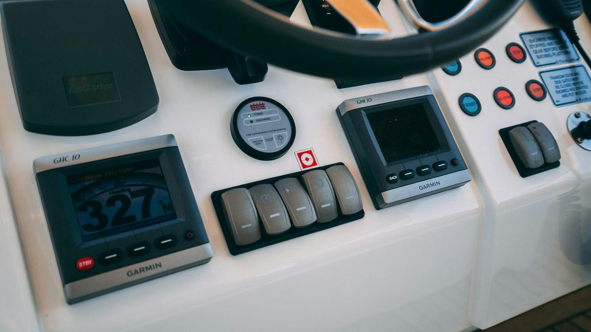 a group of electronic devices aboard OCHO UNO Yacht for Sale