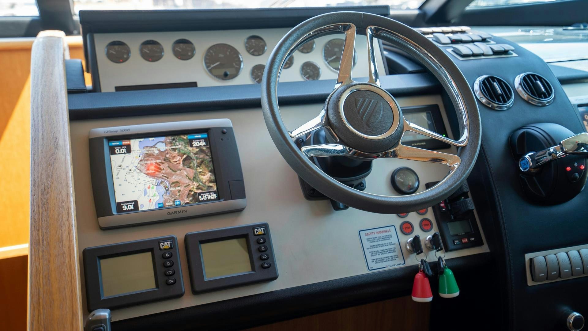 a cockpit of an airplane aboard OCHO UNO Yacht for Sale