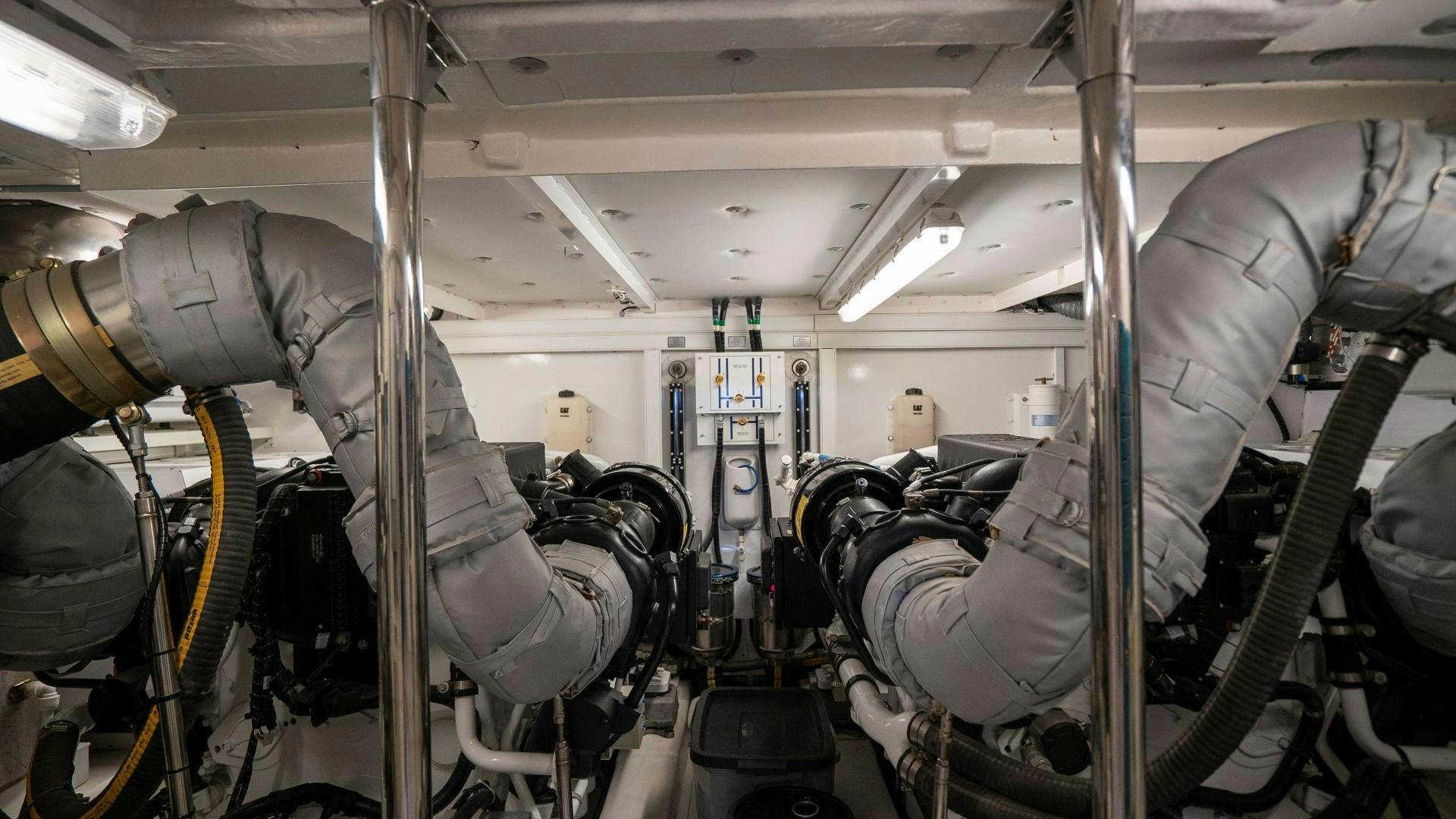 a large machine in a factory aboard OCHO UNO Yacht for Sale