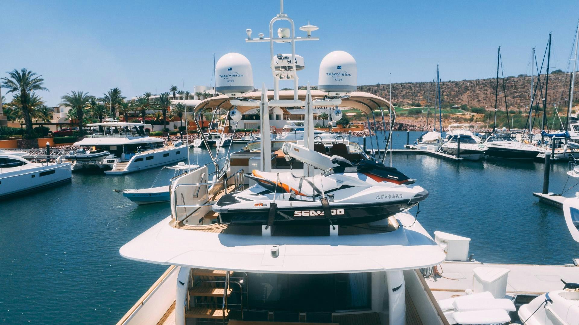 a boat in the water aboard OCHO UNO Yacht for Sale