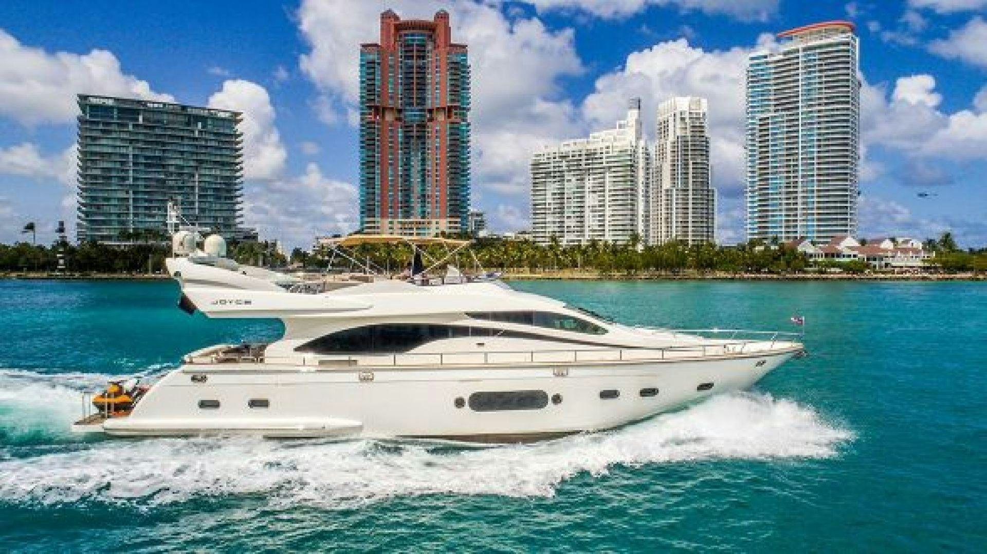 a white yacht on the water aboard NO LIMITS Yacht for Sale