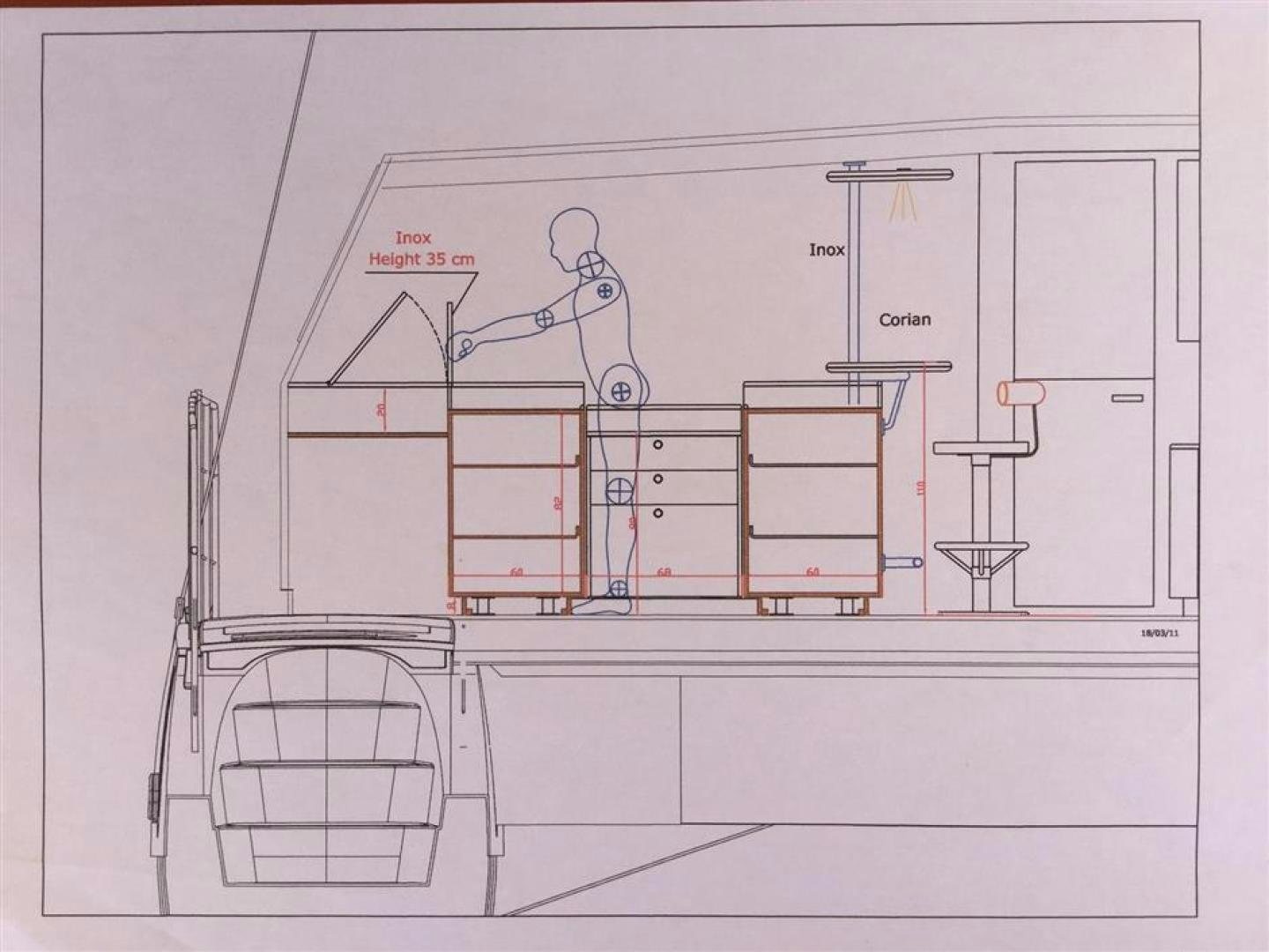 diagram, engineering drawing aboard HELICAT RED Yacht for Sale