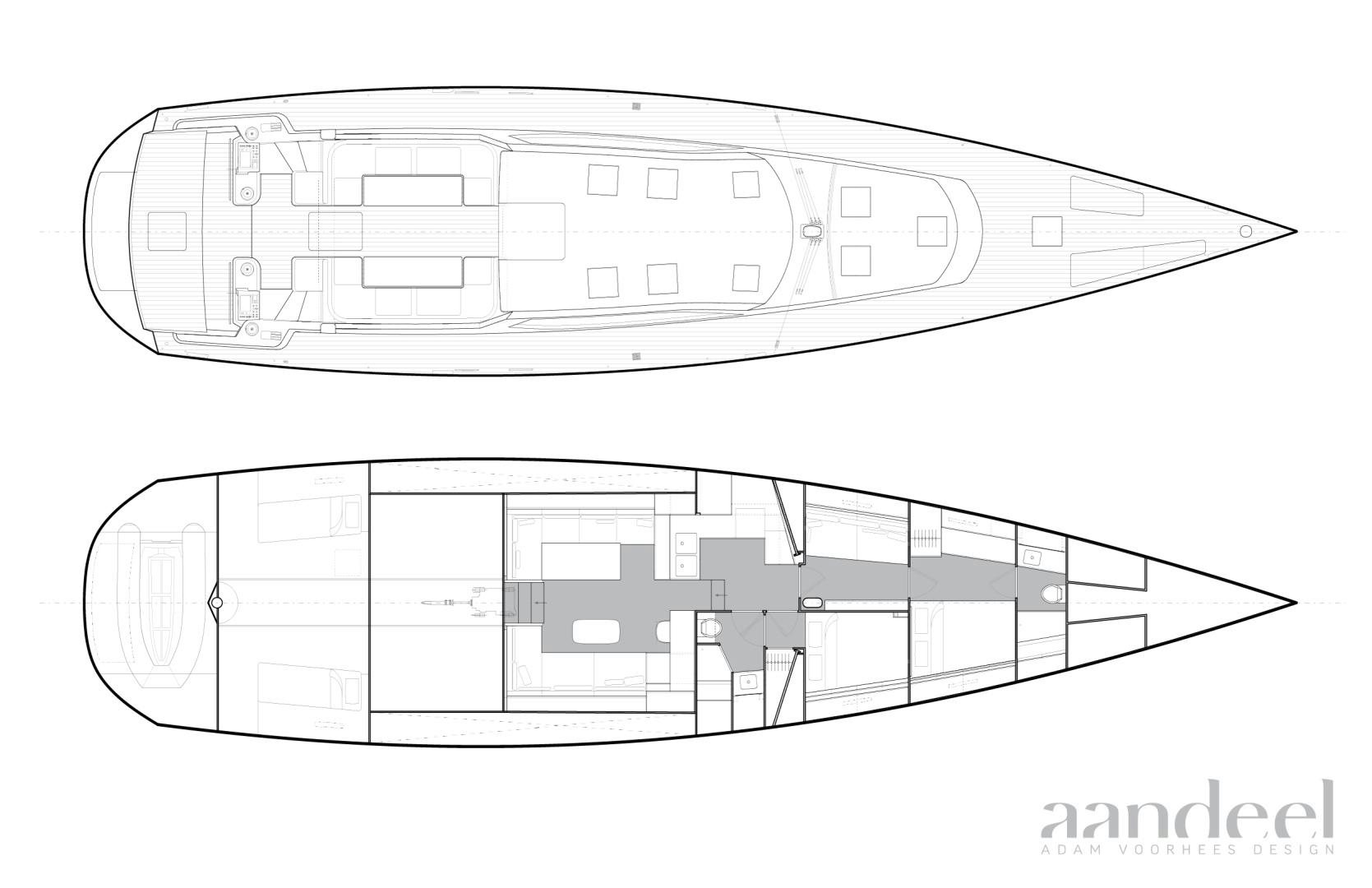 diagram, engineering drawing aboard AANDEEL Yacht for Sale