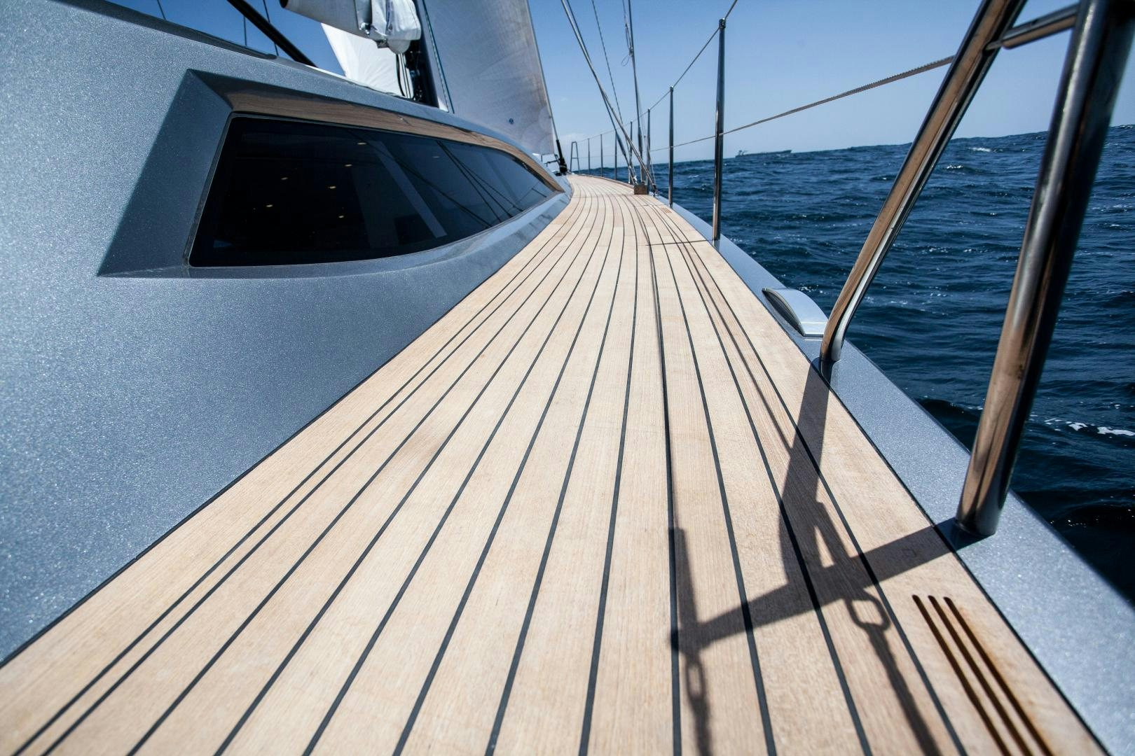 a wooden dock on a boat aboard AANDEEL Yacht for Sale