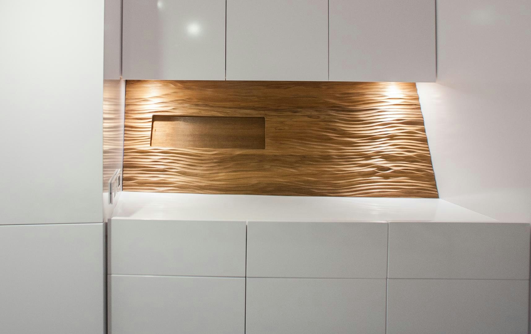 a wooden shelf in a room aboard AANDEEL Yacht for Sale