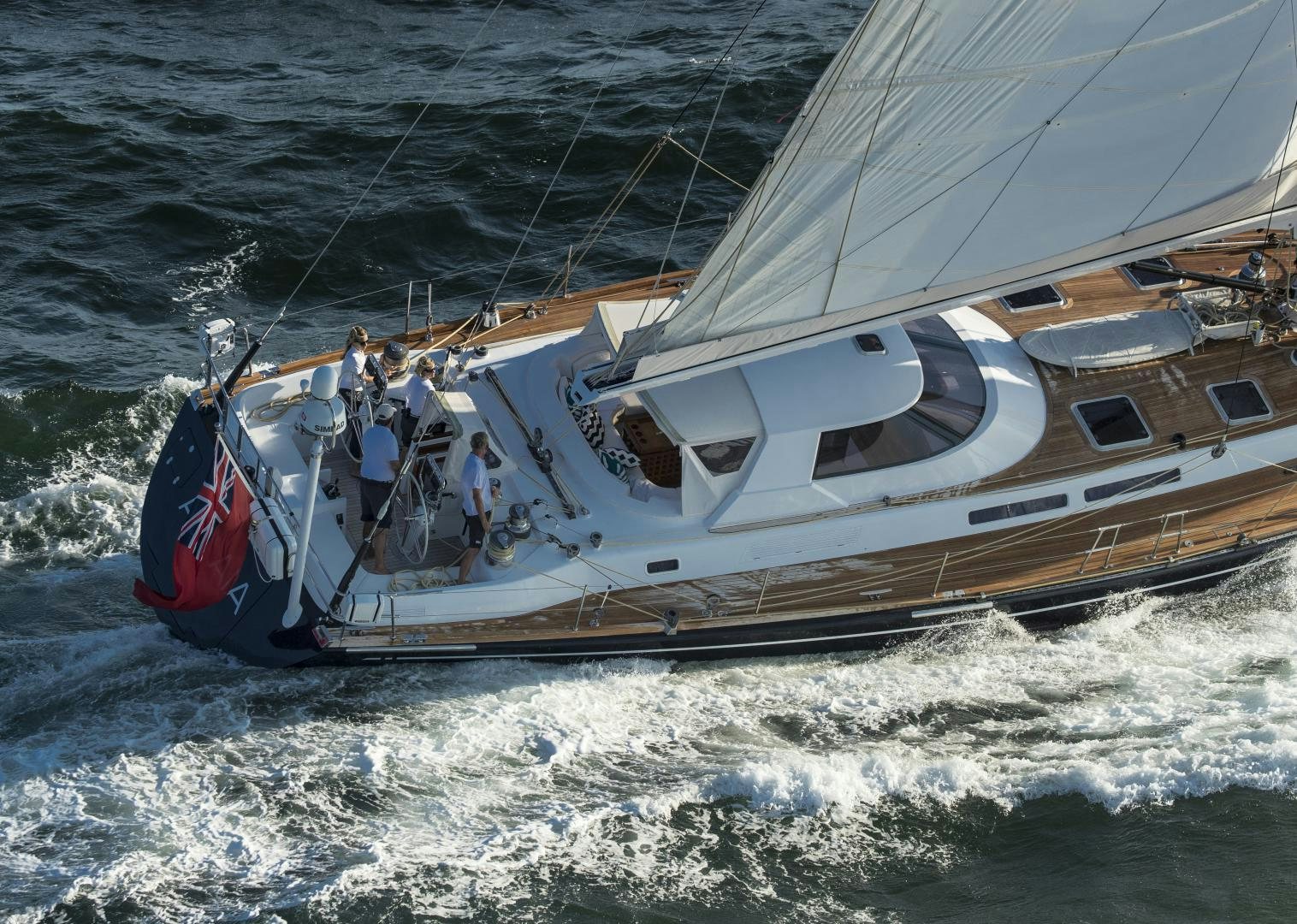 a boat on the water aboard aglaia Yacht for Sale