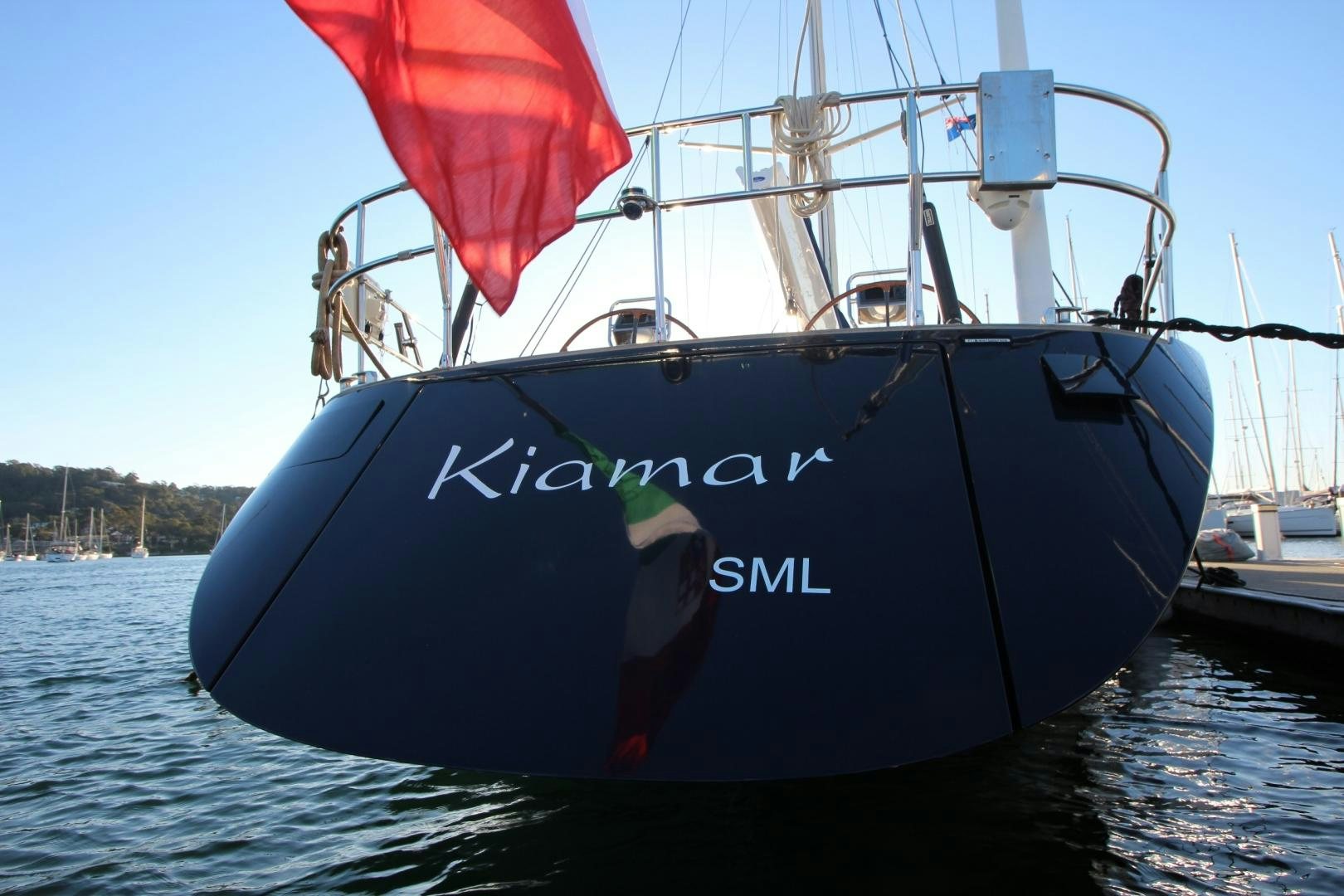 a boat in the water aboard kiamar Yacht for Sale