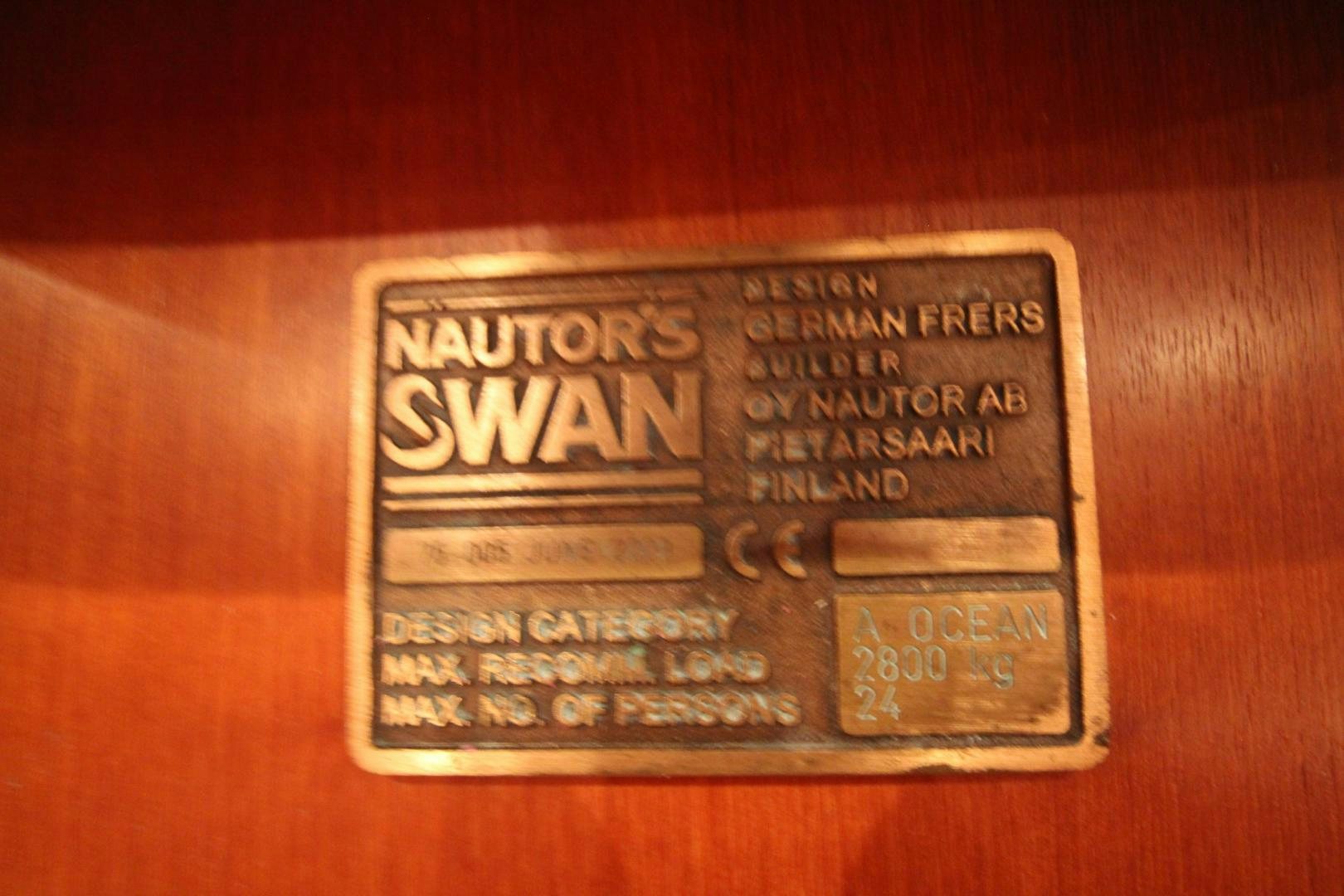 a close up of a plaque aboard kiamar Yacht for Sale