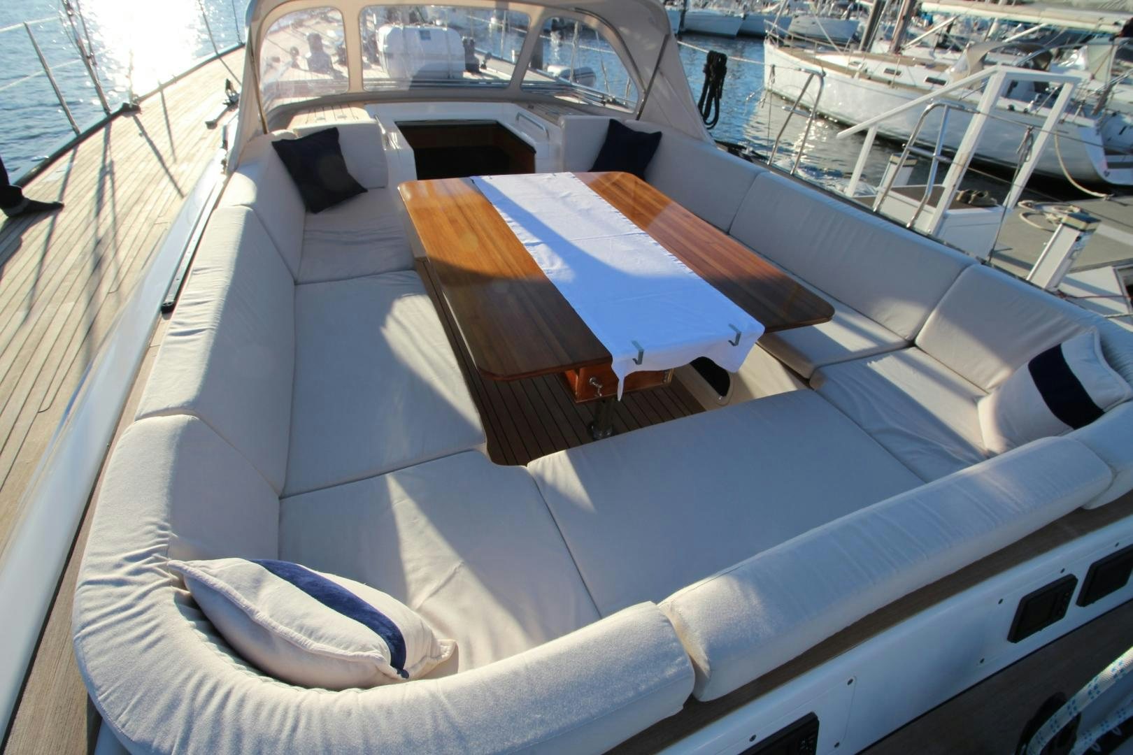 a boat with a canopy aboard kiamar Yacht for Sale