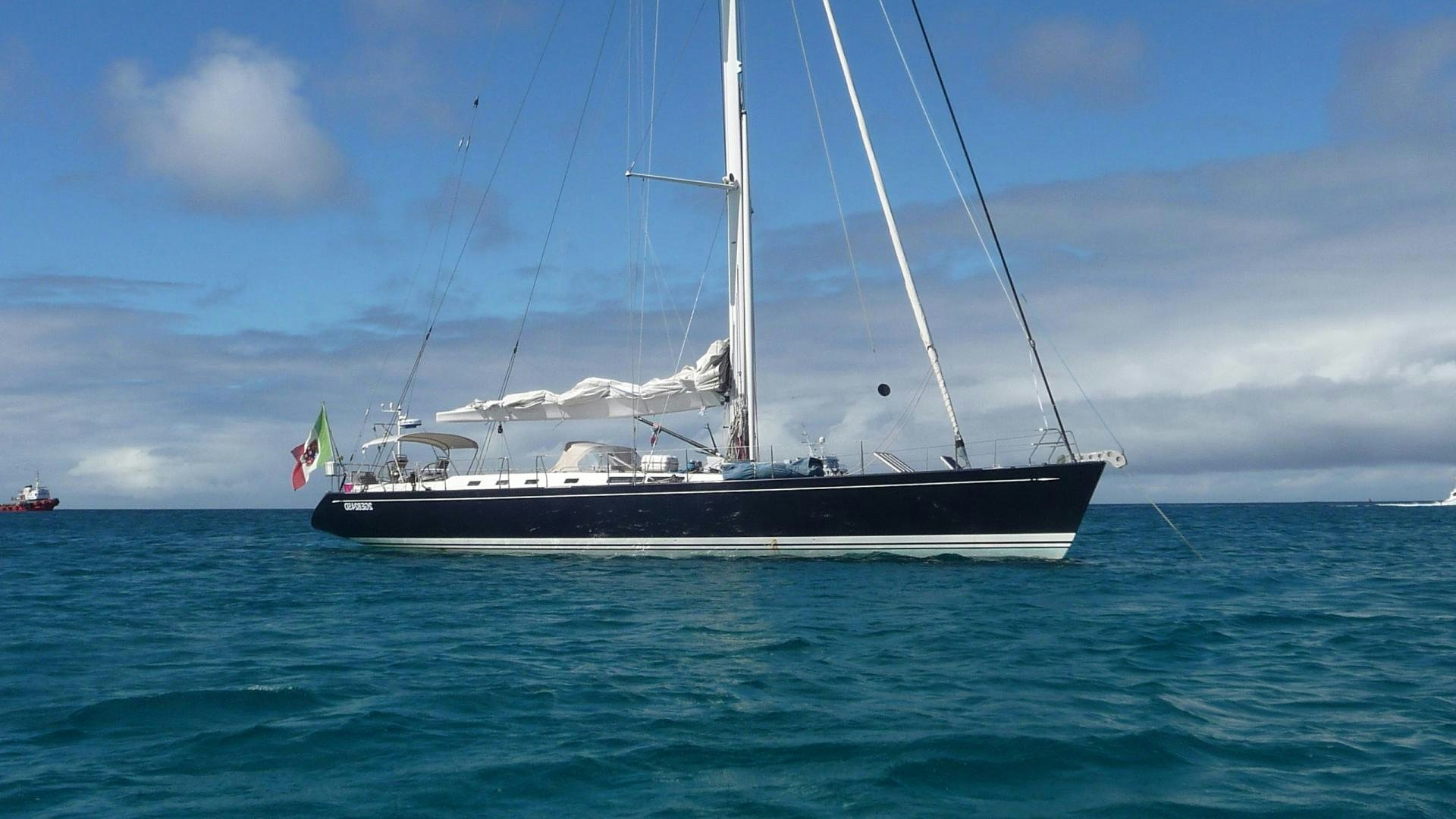 a boat in the water aboard kiamar Yacht for Sale