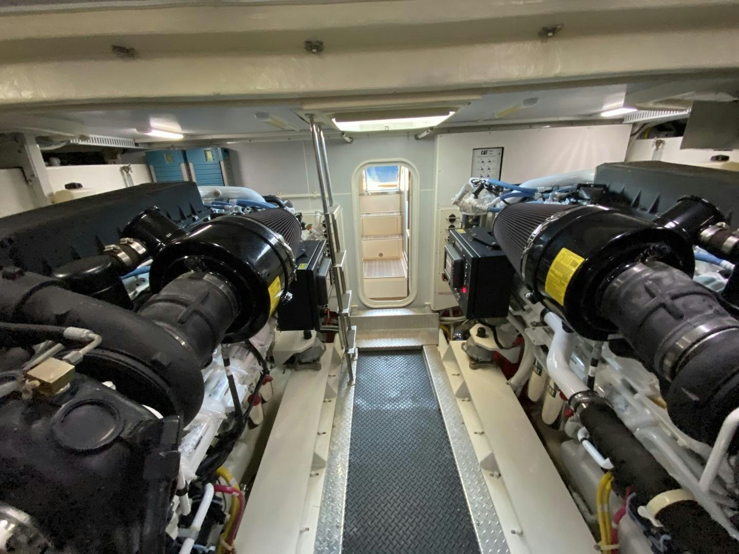 a room full of black and white machinery aboard No Name Yacht for Sale