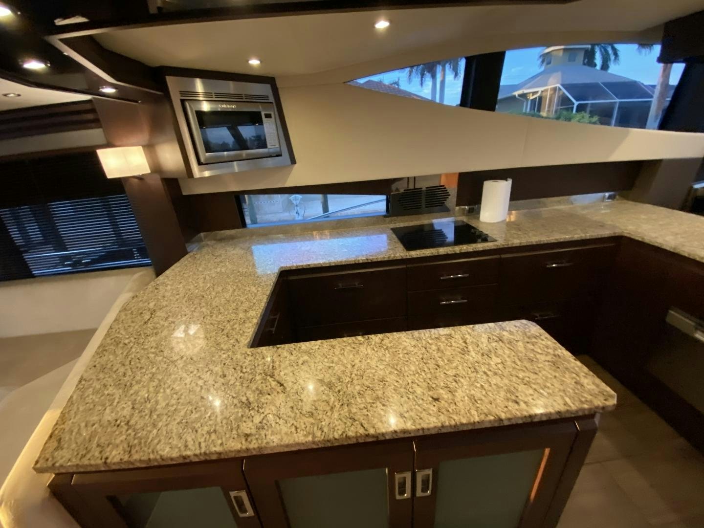 a kitchen with granite counter tops aboard No Name Yacht for Sale