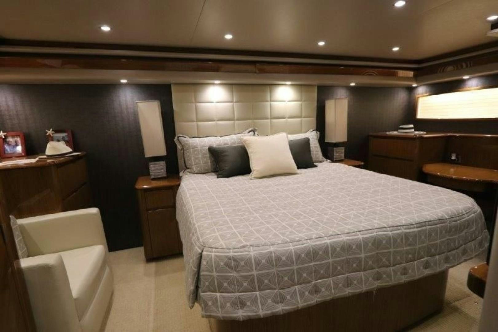 a bed in a hotel room aboard No Name Yacht for Sale