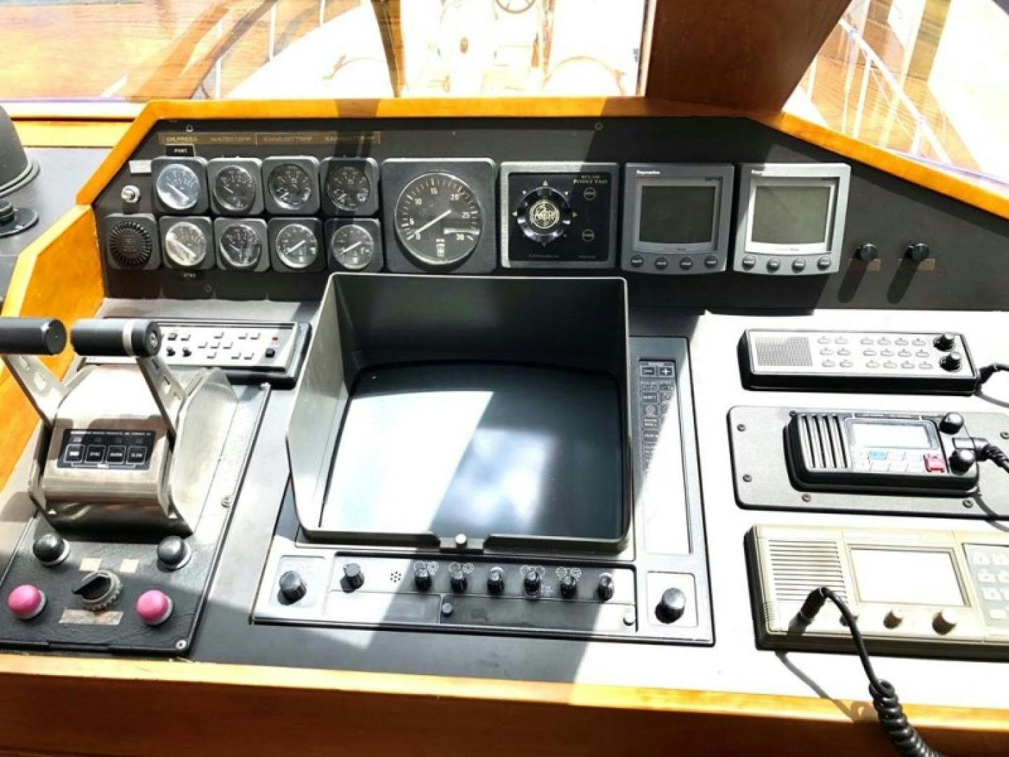 a close-up of a radio aboard PRIME TIME Yacht for Sale