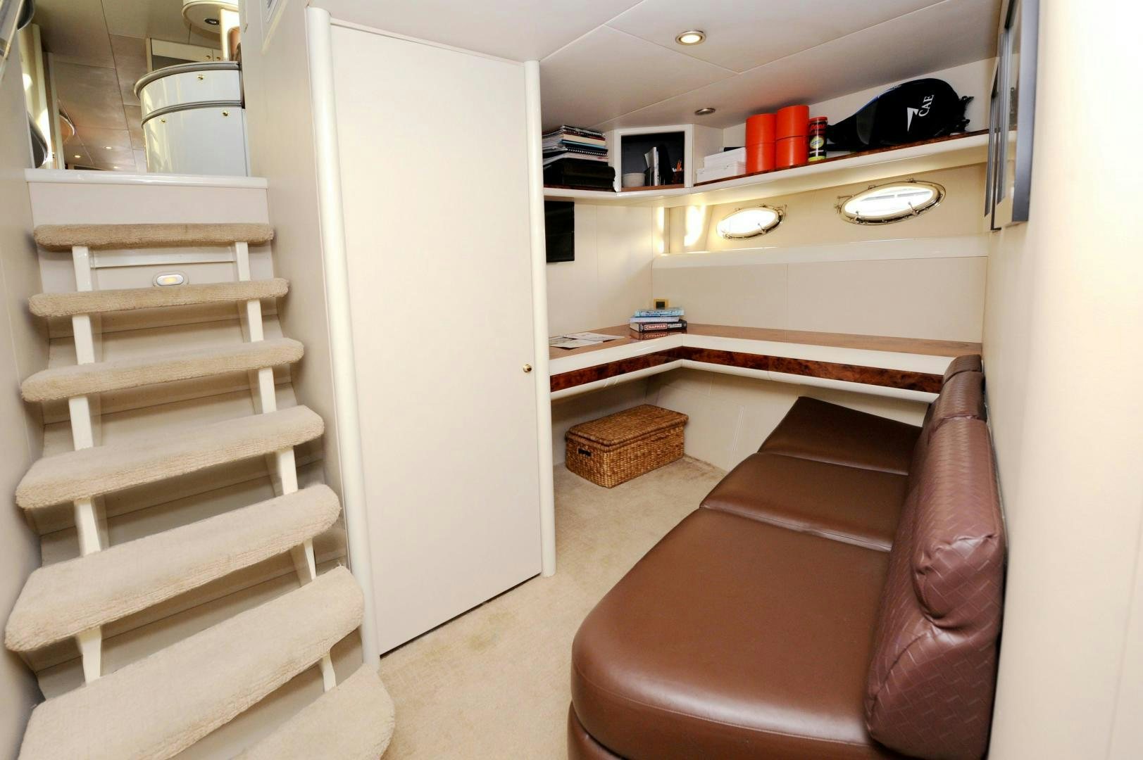 a white bunk bed in a room aboard PLAN B Yacht for Sale
