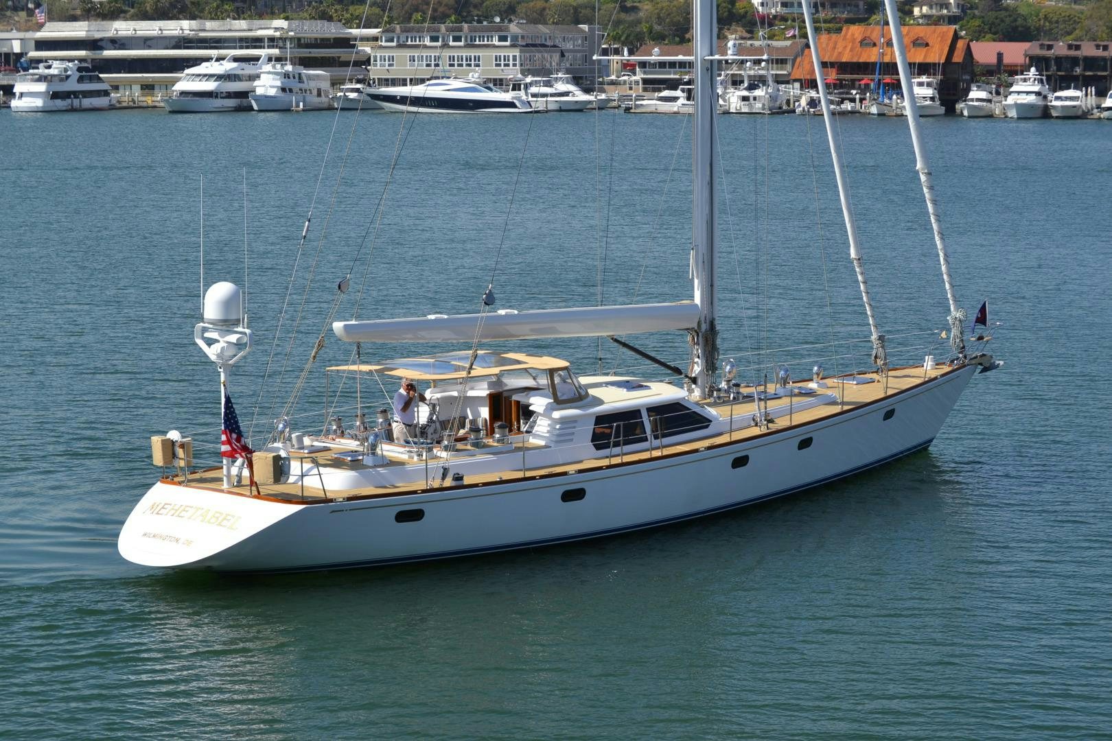 a boat in the water aboard MEHETABEL Yacht for Sale