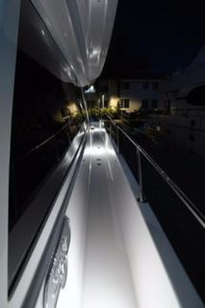 a train on the railway tracks aboard No Name Yacht for Sale