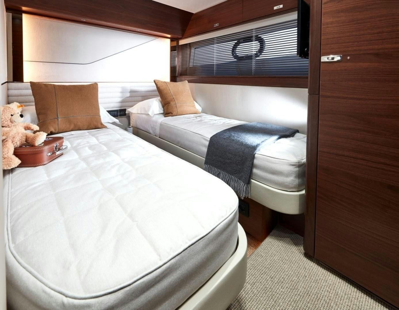a bedroom with two beds aboard S78  Yacht for Sale