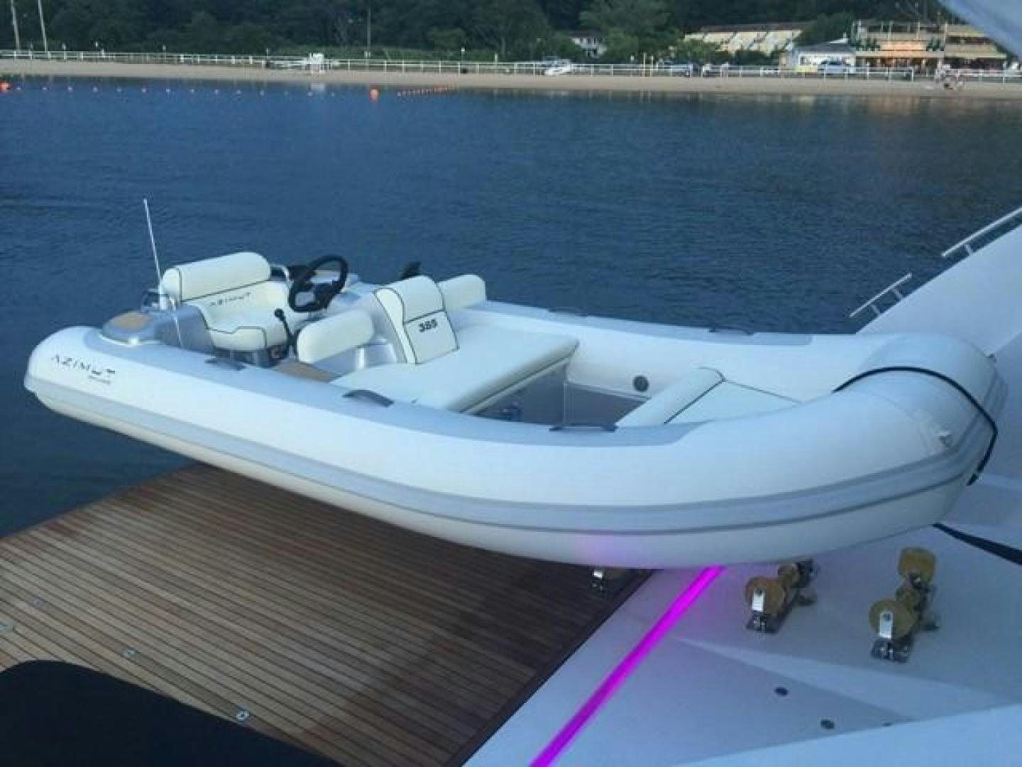 a white boat on a dock aboard SILVER SKY 2.0 Yacht for Sale