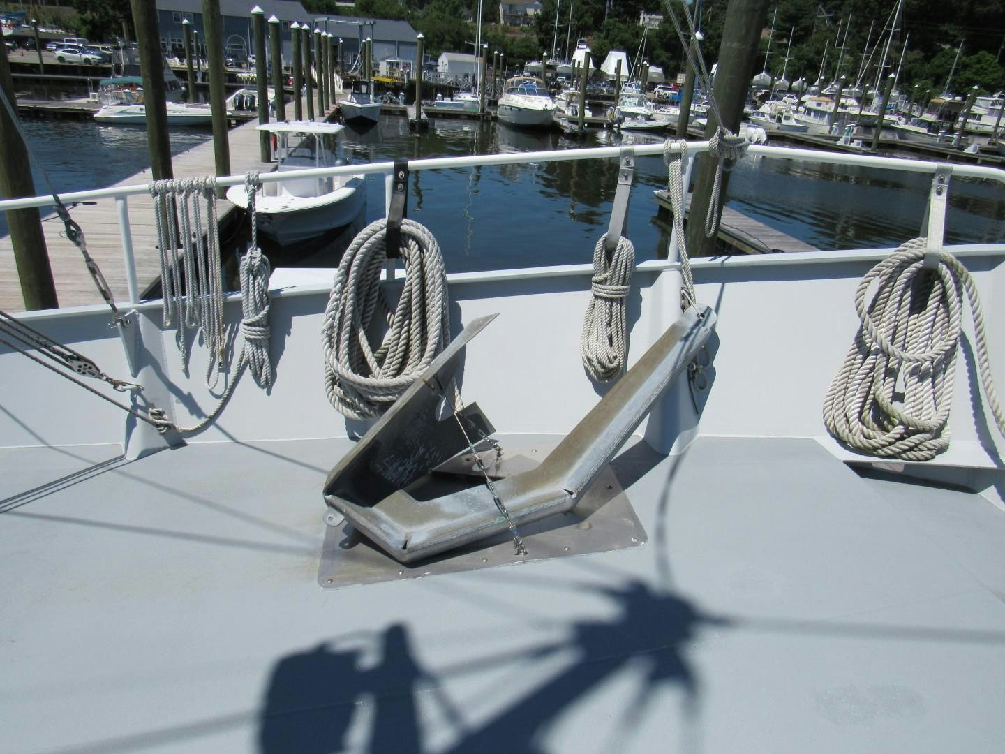 a model of a boat on display aboard KITTIWAKE Yacht for Sale