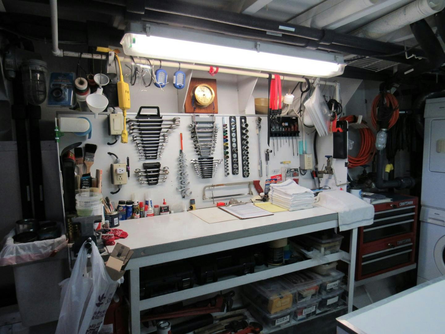 a room with tools and tools aboard KITTIWAKE Yacht for Sale