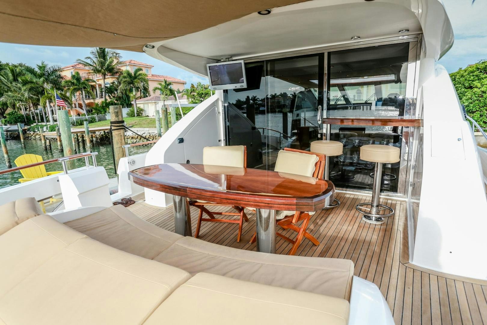 a living room with a couch and a table aboard TEREZA Yacht for Sale