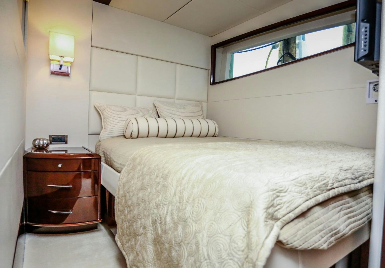 a bedroom with two beds aboard TEREZA Yacht for Sale