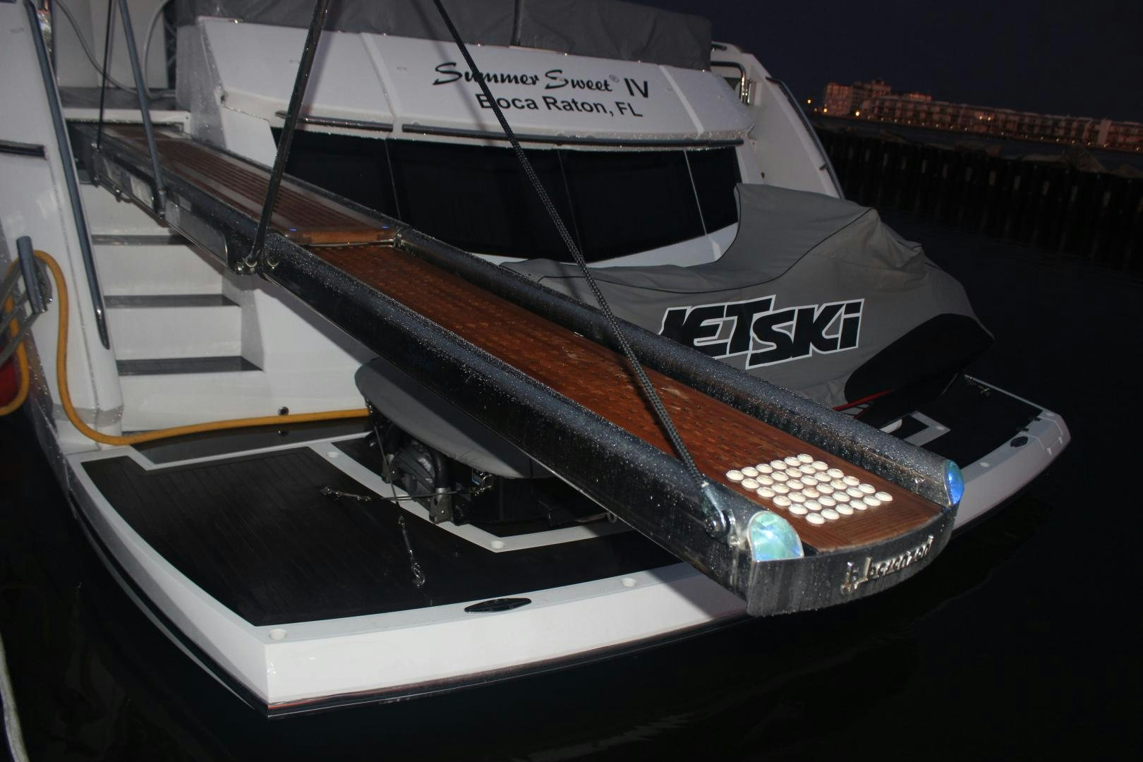 a boat with a design on the front aboard GEMINI Yacht for Sale