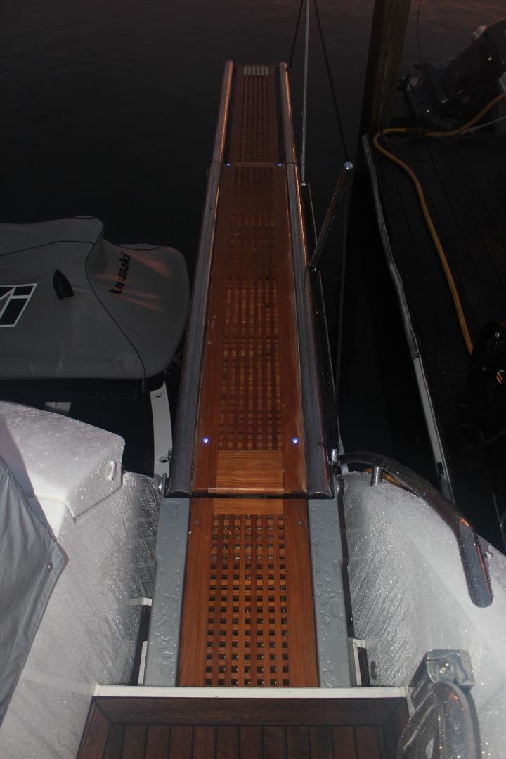 a train with a red track aboard GEMINI Yacht for Sale