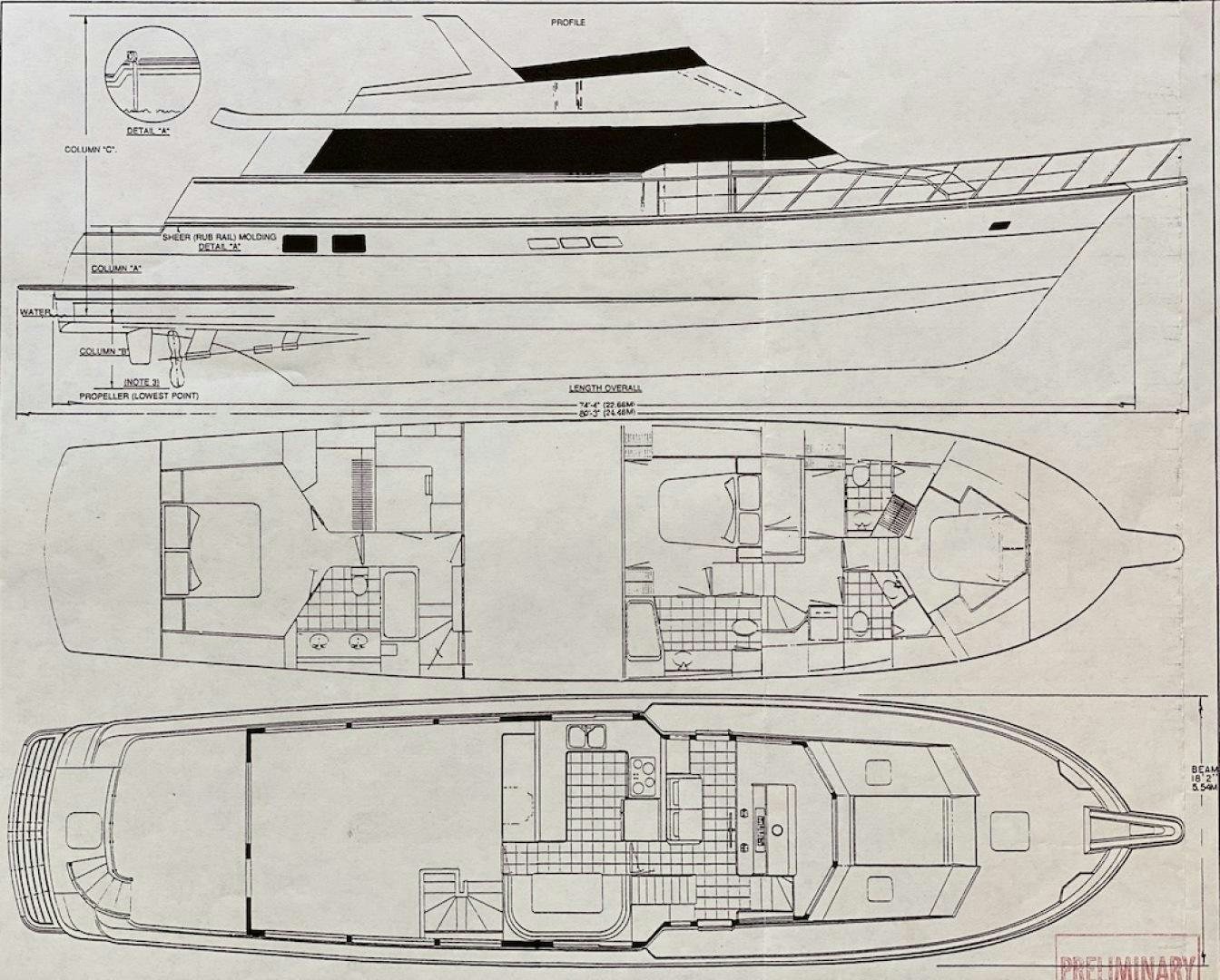 diagram, engineering drawing aboard   Yacht for Sale