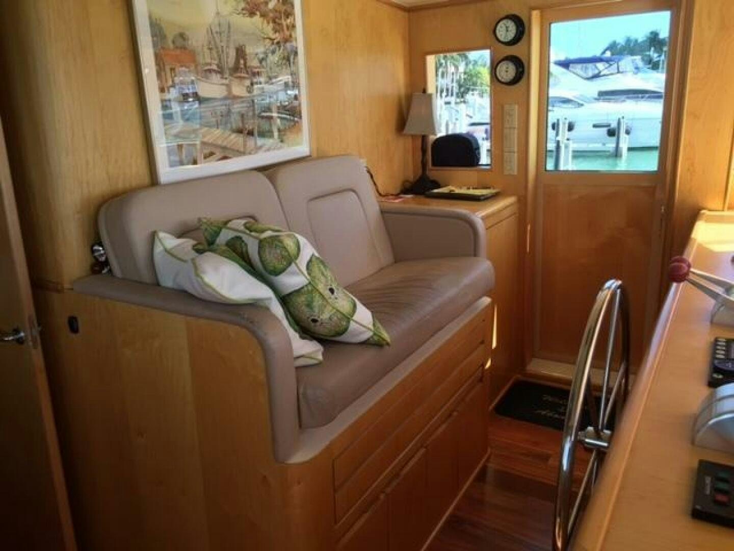 a couch in a room aboard WHALE'S WAY Yacht for Sale