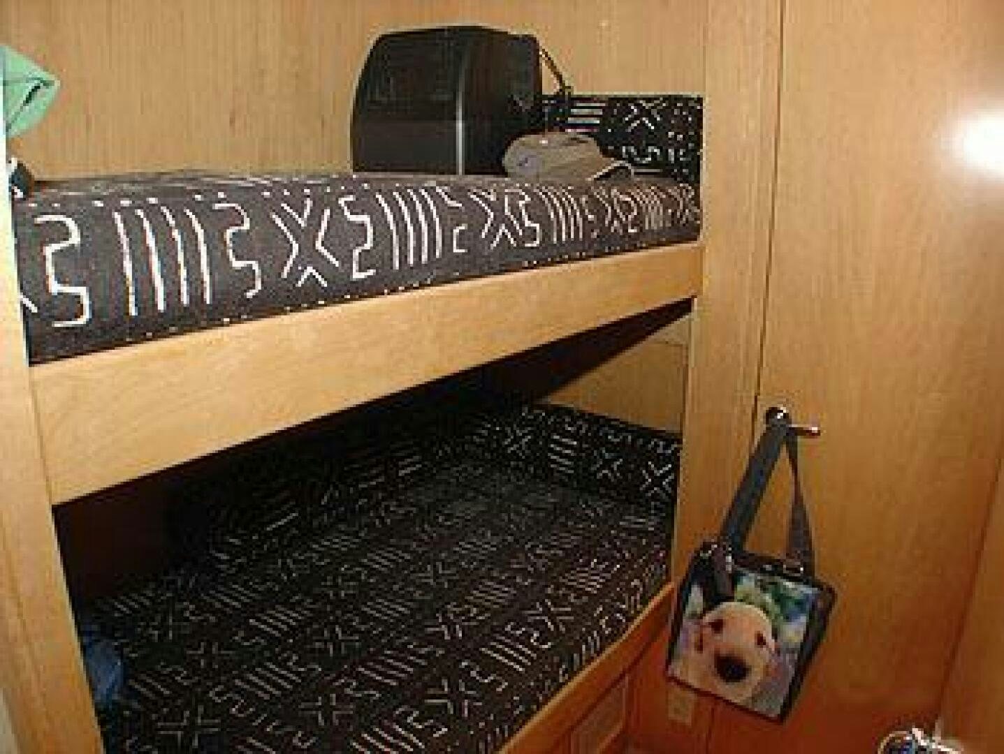 a wood shelf with a sign on it aboard WHALE'S WAY Yacht for Sale