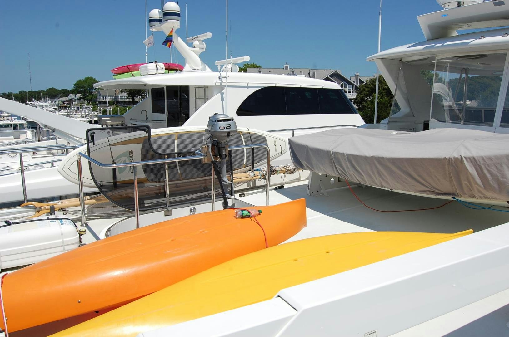 a boat parked on a dock aboard HATT TRICK Yacht for Sale