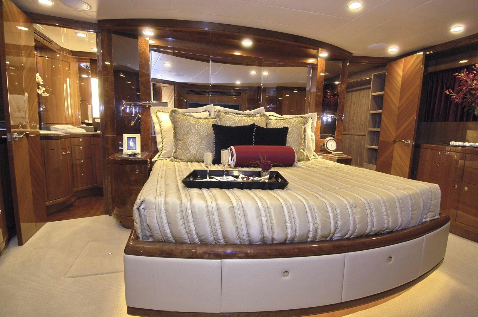 a bed in a hotel room aboard HATT TRICK Yacht for Sale
