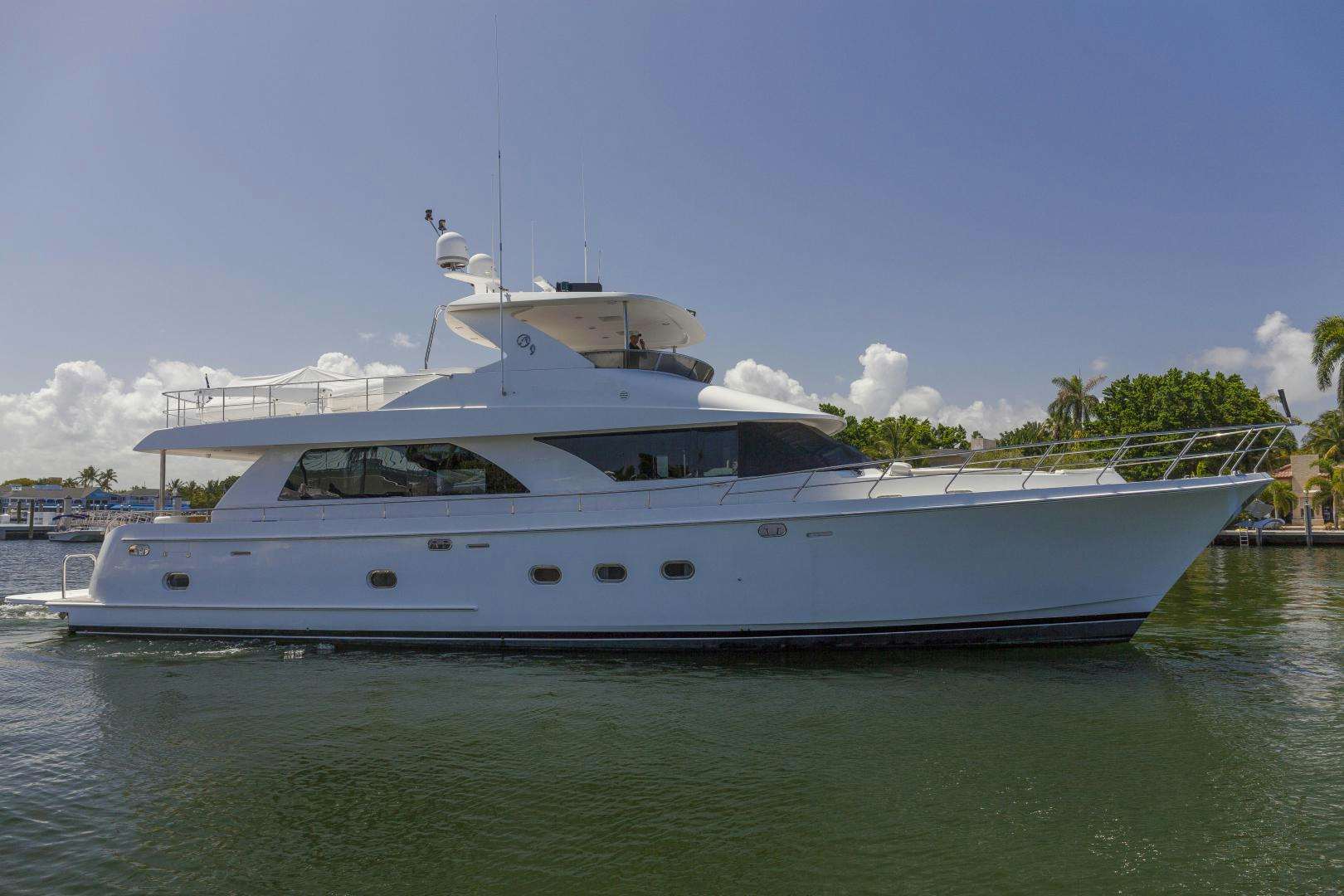 a white yacht in the water aboard HATT TRICK Yacht for Sale