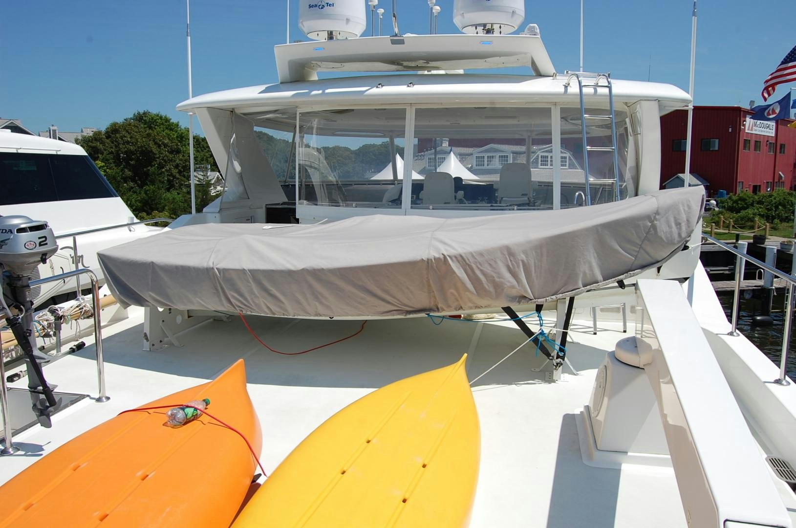 a boat on a dock aboard HATT TRICK Yacht for Sale