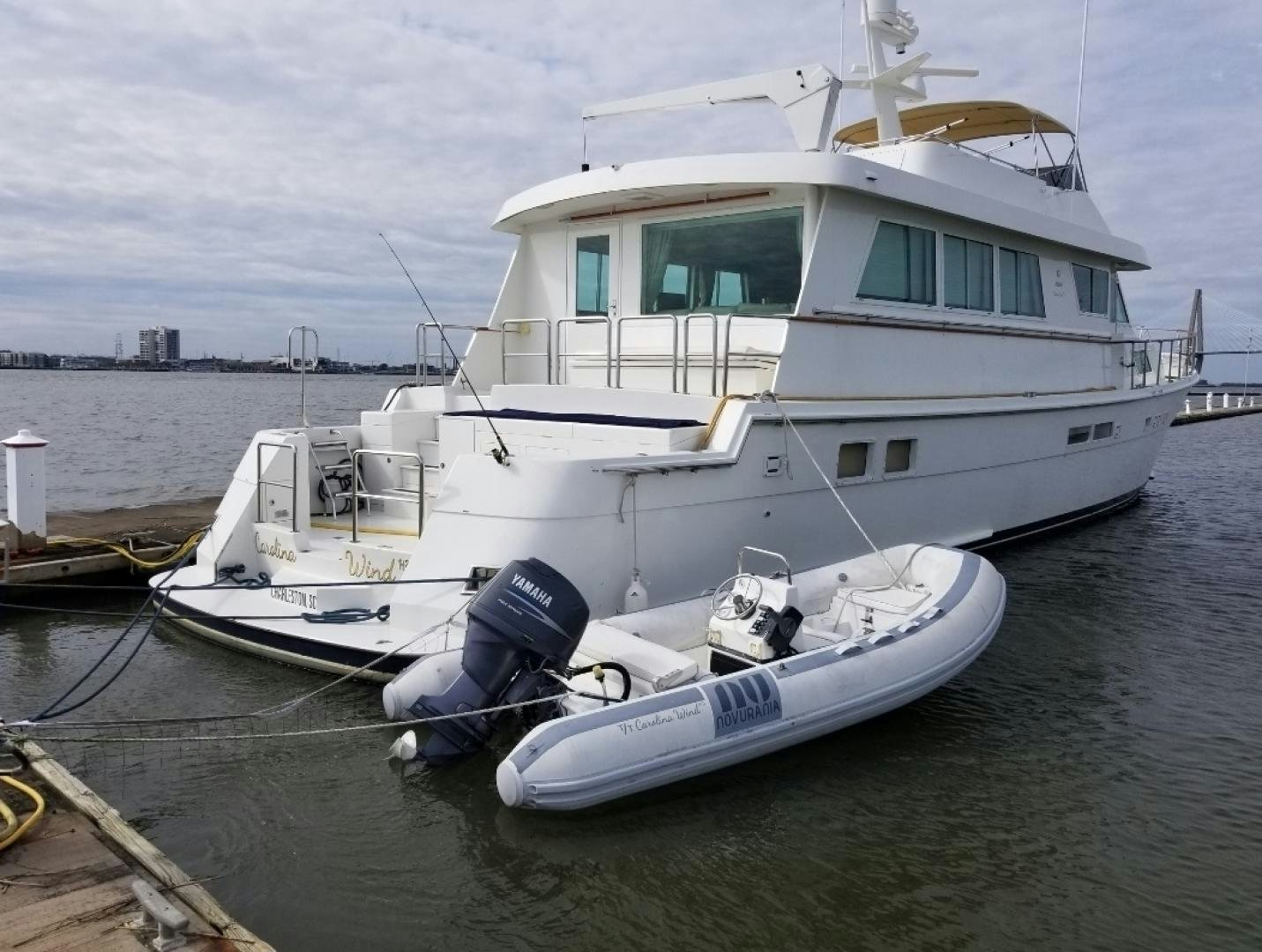 a boat docked at a pier aboard CAROLINA WIND Yacht for Sale
