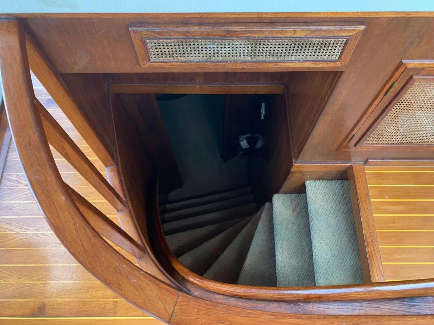 a wood cabinet with a vent aboard No Name Yacht for Sale