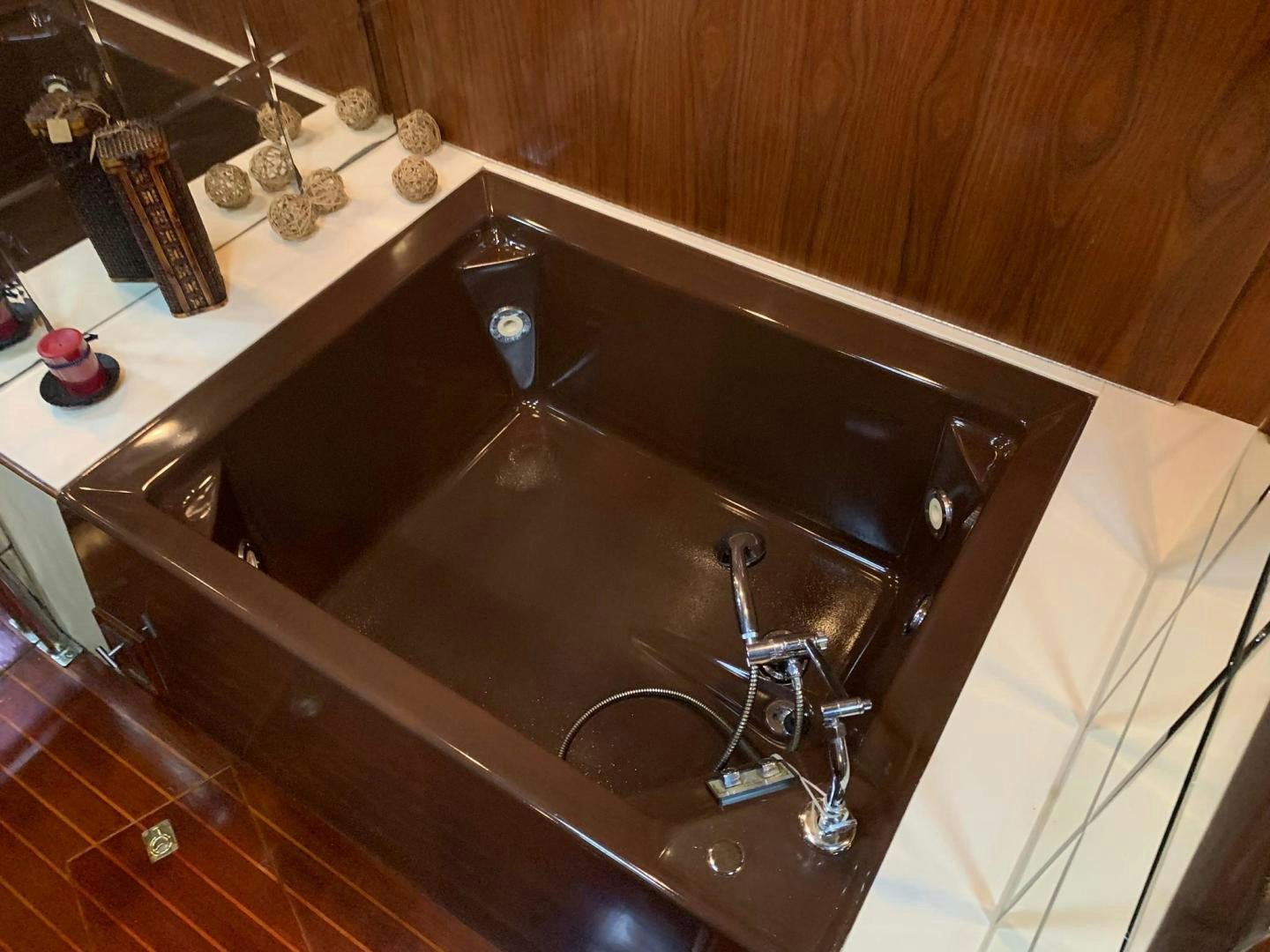 a bathroom sink with a faucet aboard No Name Yacht for Sale
