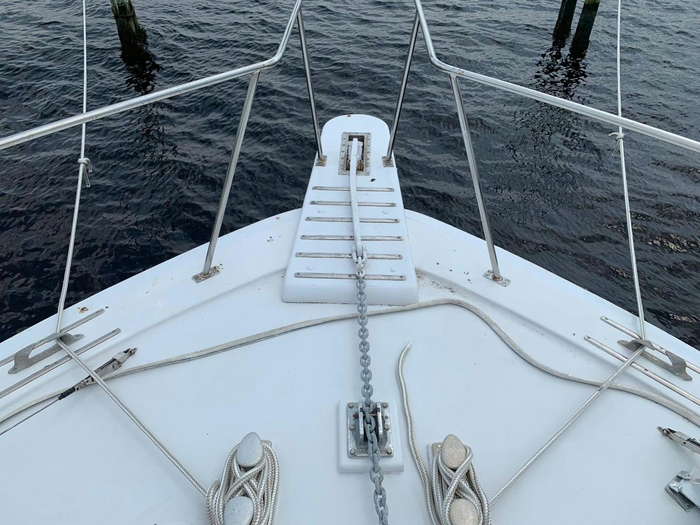 a white ladder on a white surface aboard No Name Yacht for Sale