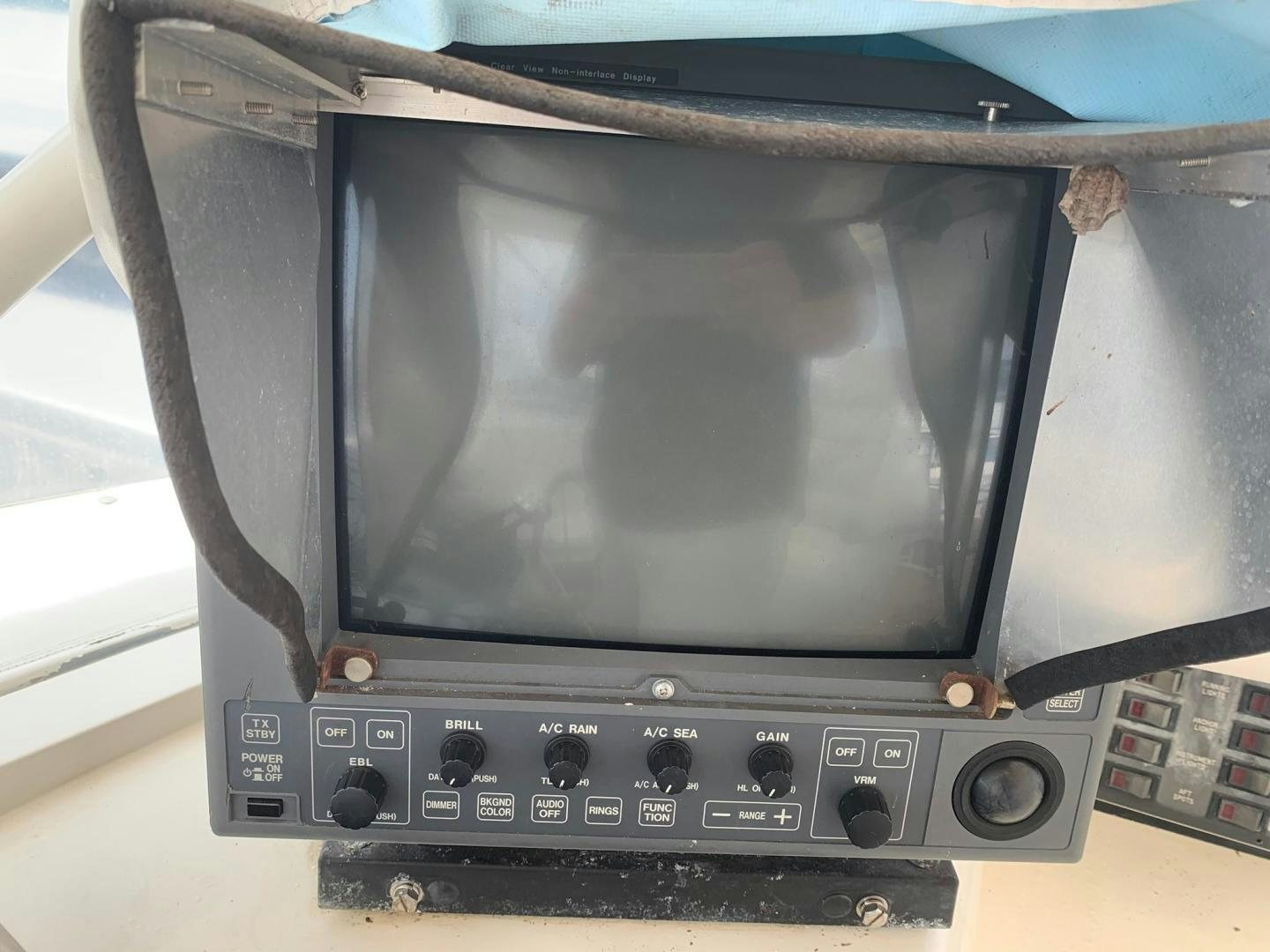 a black and silver television aboard No Name Yacht for Sale