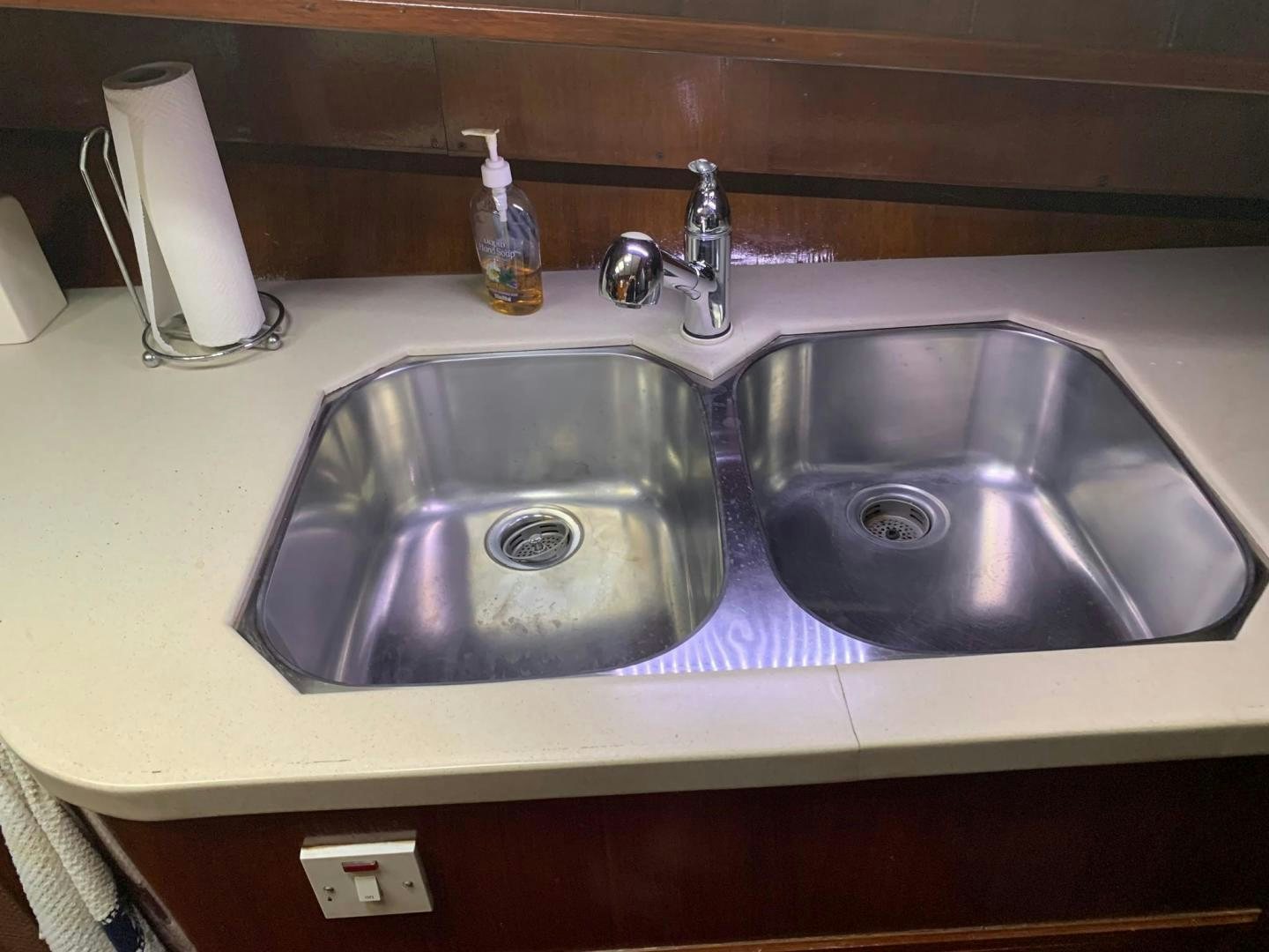 a couple of sinks in a bathroom aboard No Name Yacht for Sale