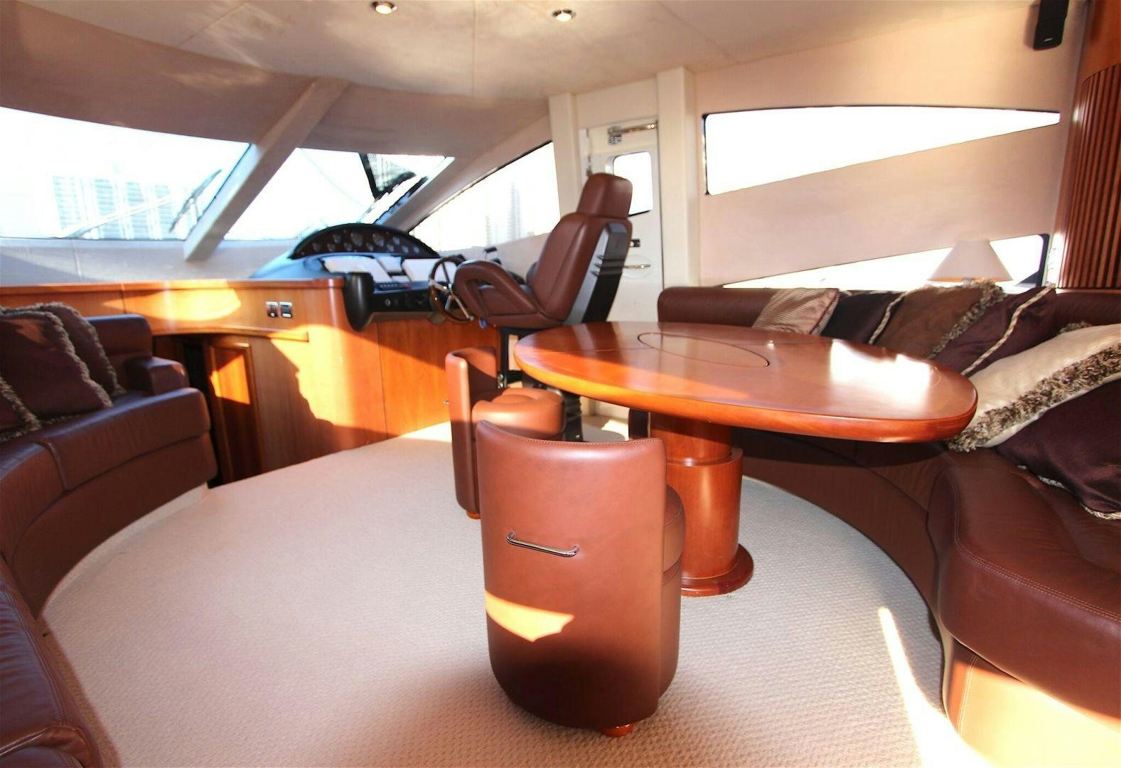 a table with a cup on it aboard No Name Yacht for Sale