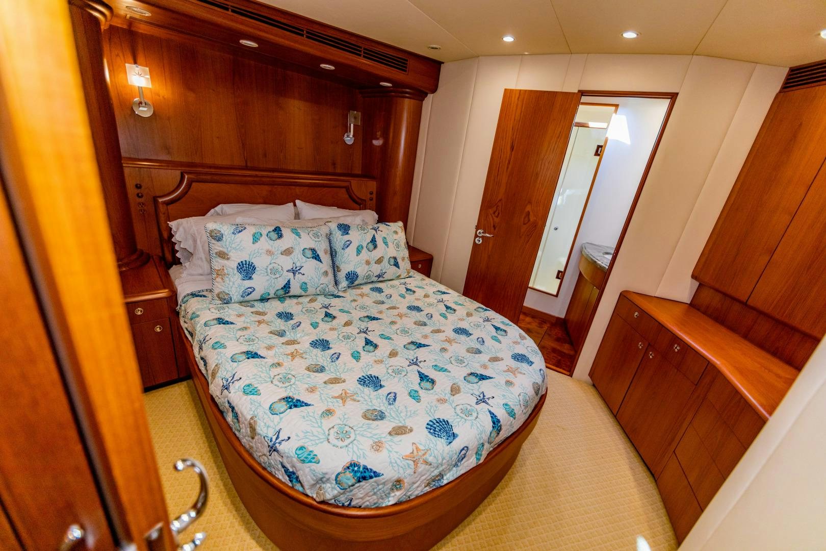 a bed in a room aboard WATASHEE Yacht for Sale