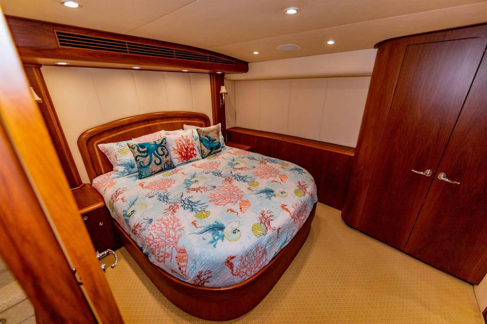 a bed in a room aboard WATASHEE Yacht for Sale
