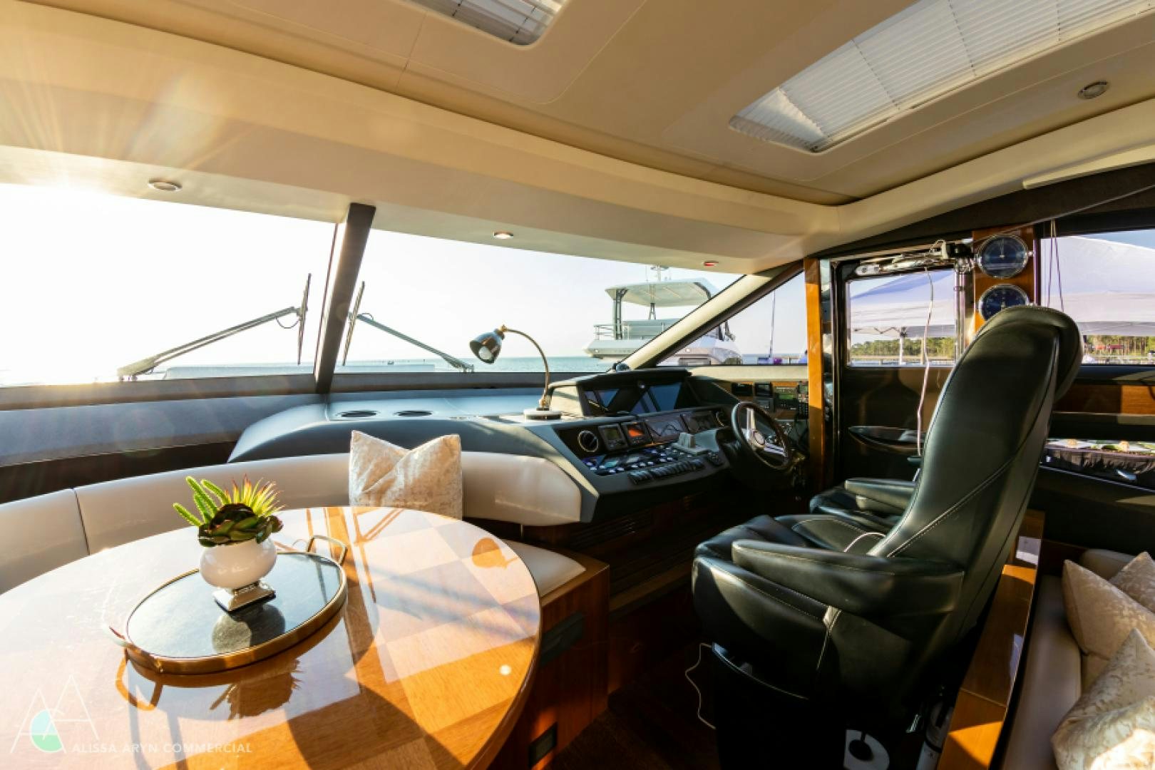 inside of a car aboard No Name Yacht for Sale