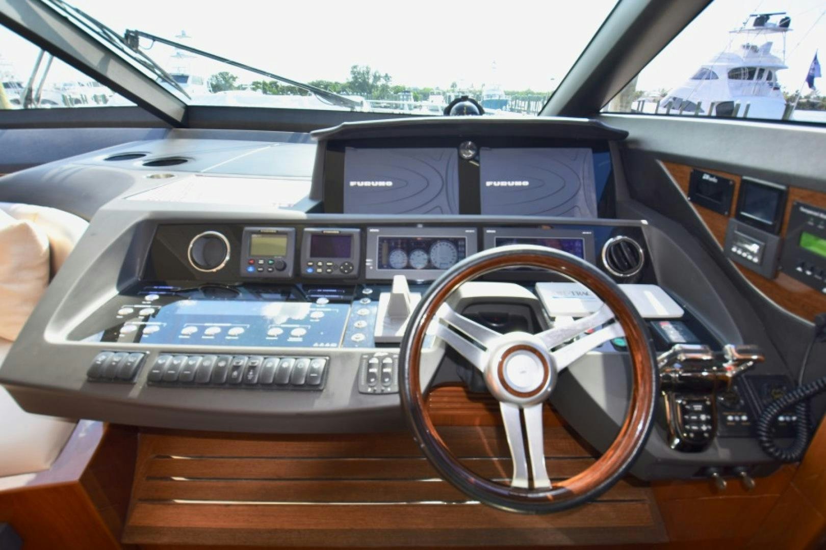 the inside of a car aboard No Name Yacht for Sale