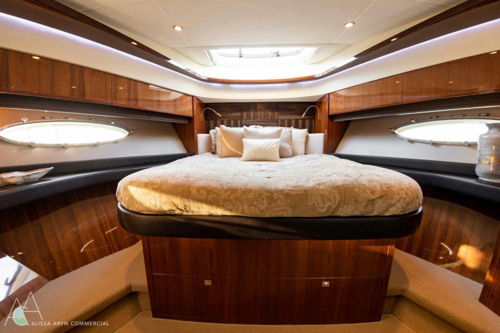 a bed in a room aboard No Name Yacht for Sale