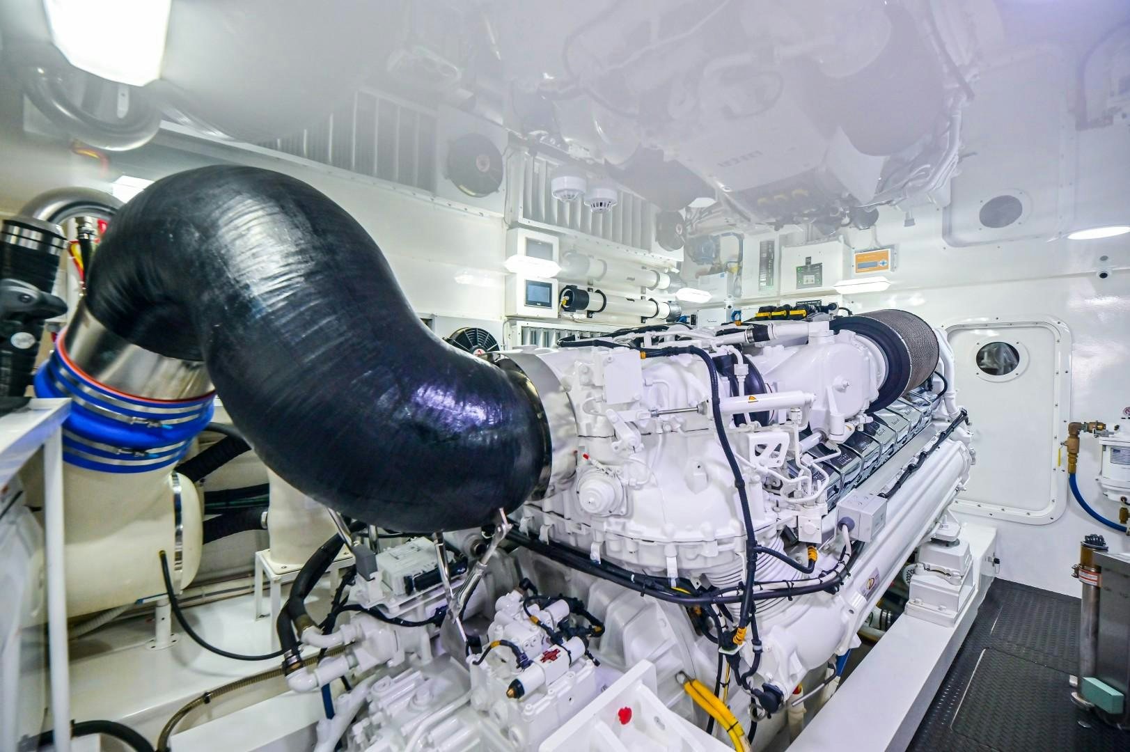 a large black and white machine aboard GOOSE Yacht for Sale