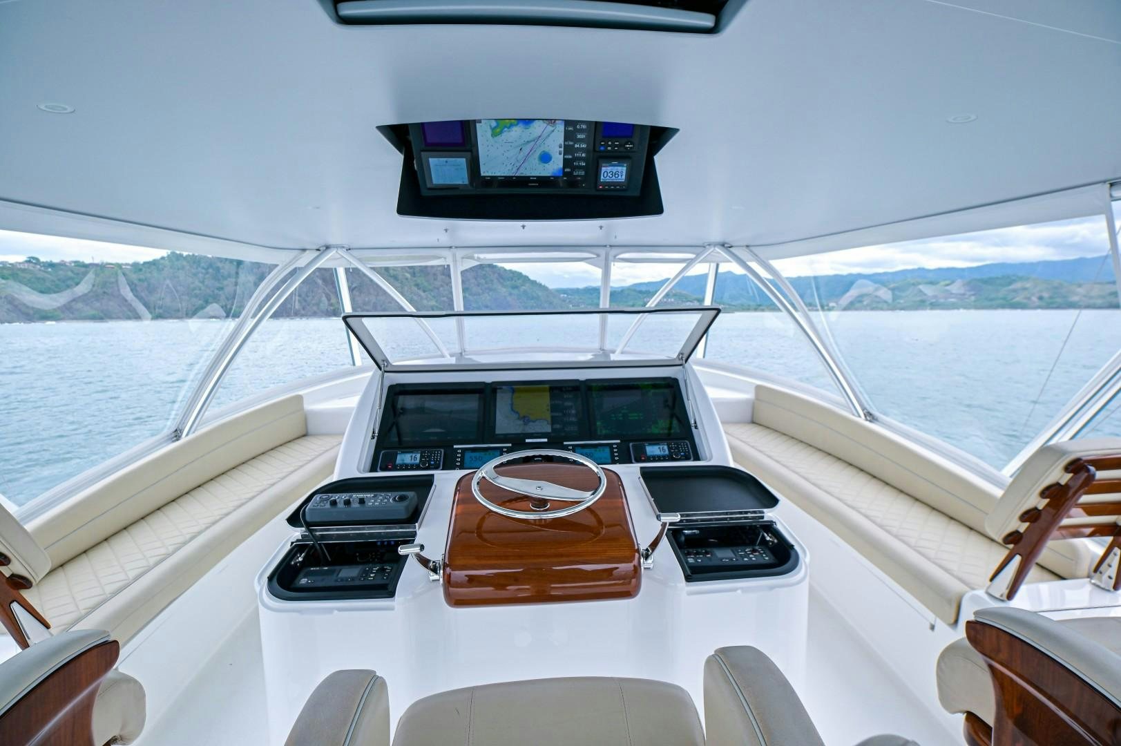 a group of dashboard on a boat aboard GOOSE Yacht for Sale